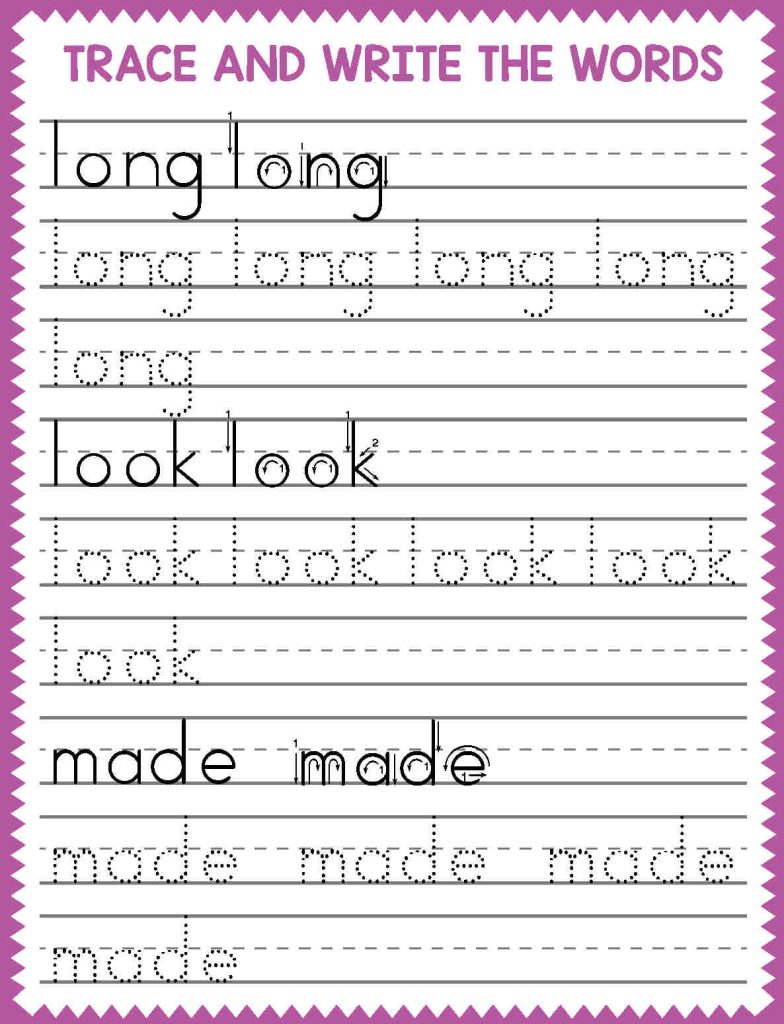 Trace 100 Sight Words Worksheets - English as a Second Language