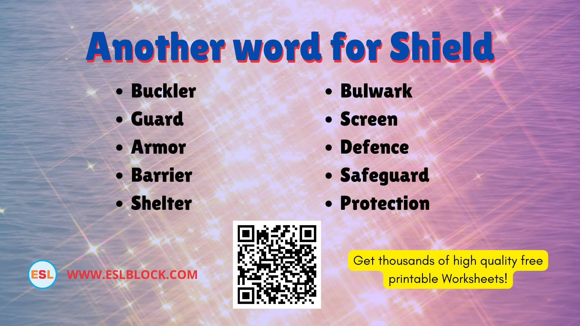 What is another word for Shield? | 20 Sentences with Shield - English