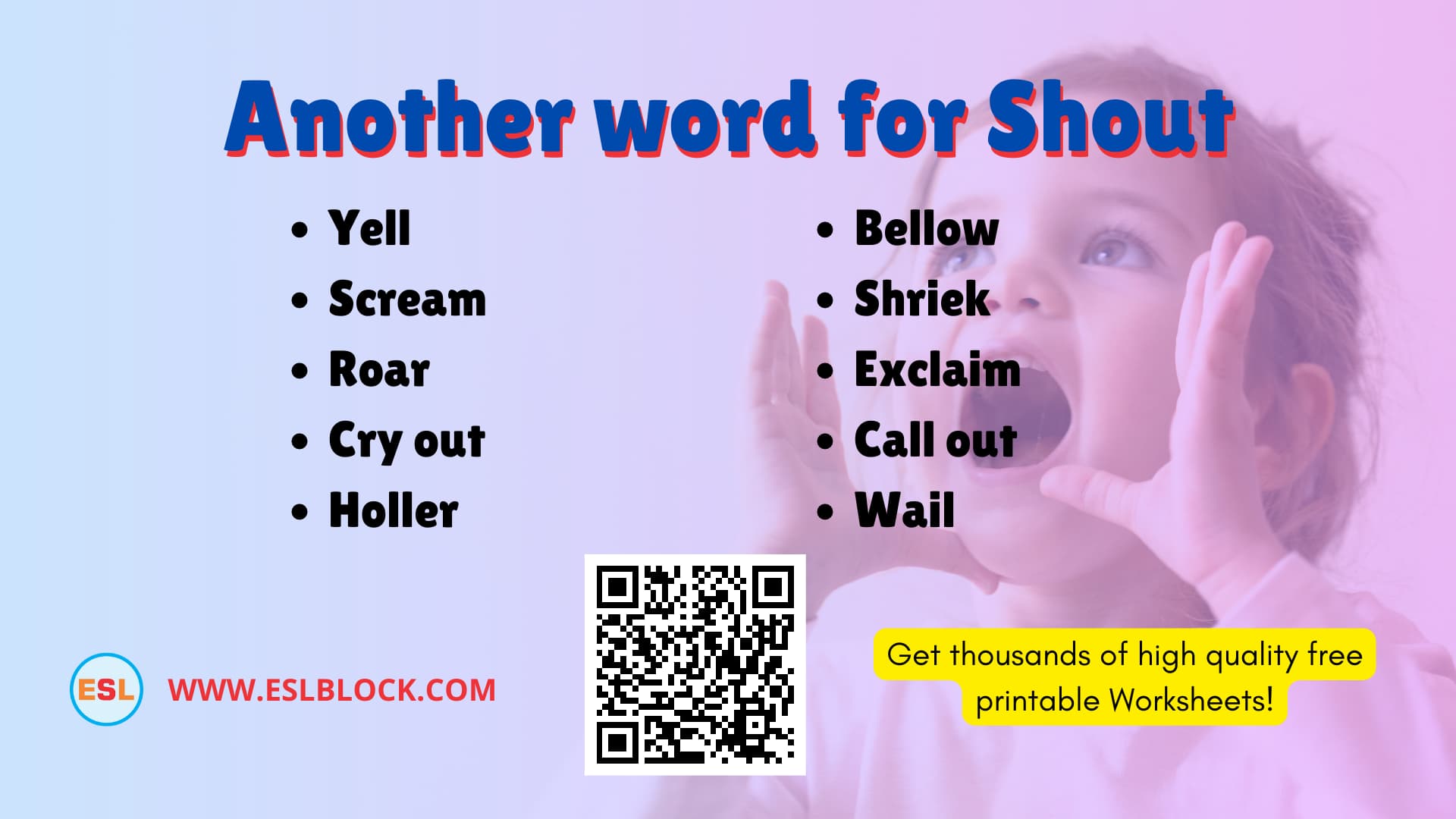 What is another word for Shout? | 20 Sentences with Shout - English as