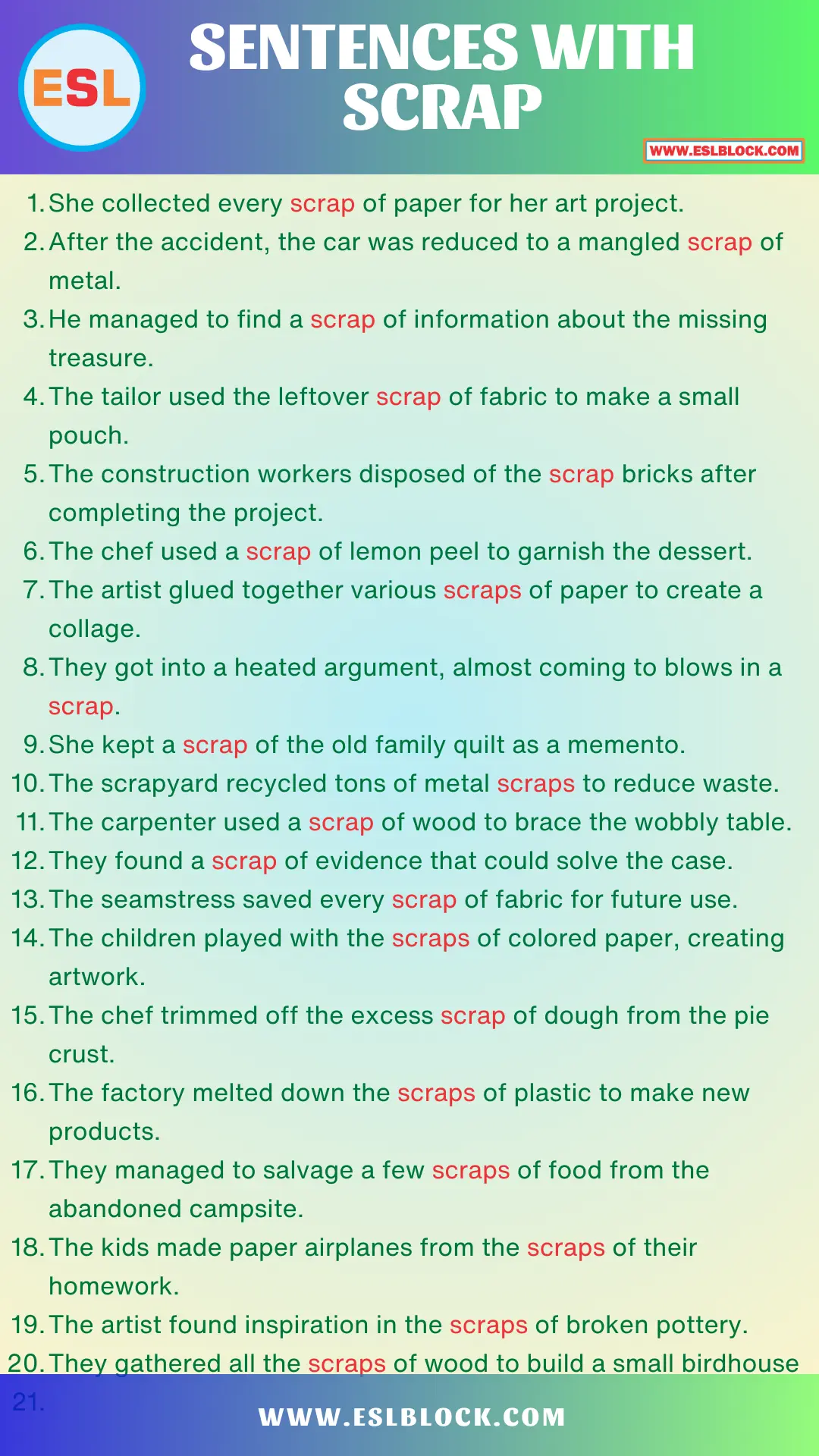 _Sentences With Scrap