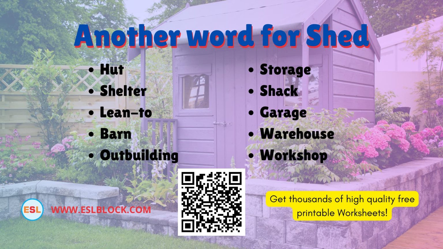 What is another word for Shed? 20 Sentences with Shed English as a