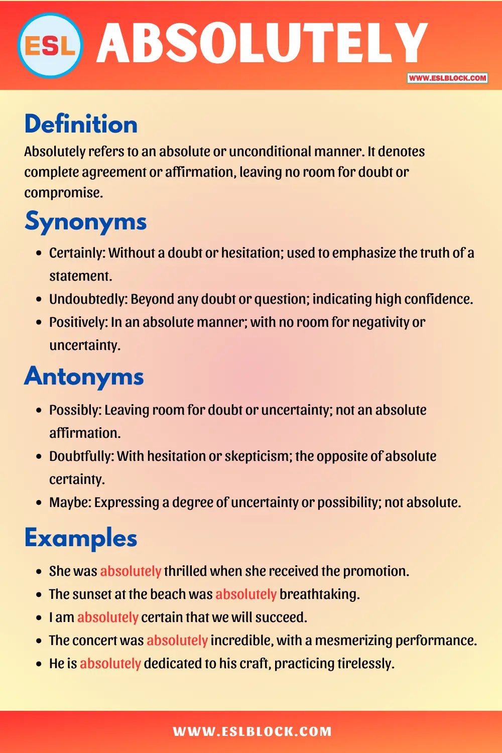 Absolutely Definition, Meaning, Synonyms, Antonyms, Sentences - English ...