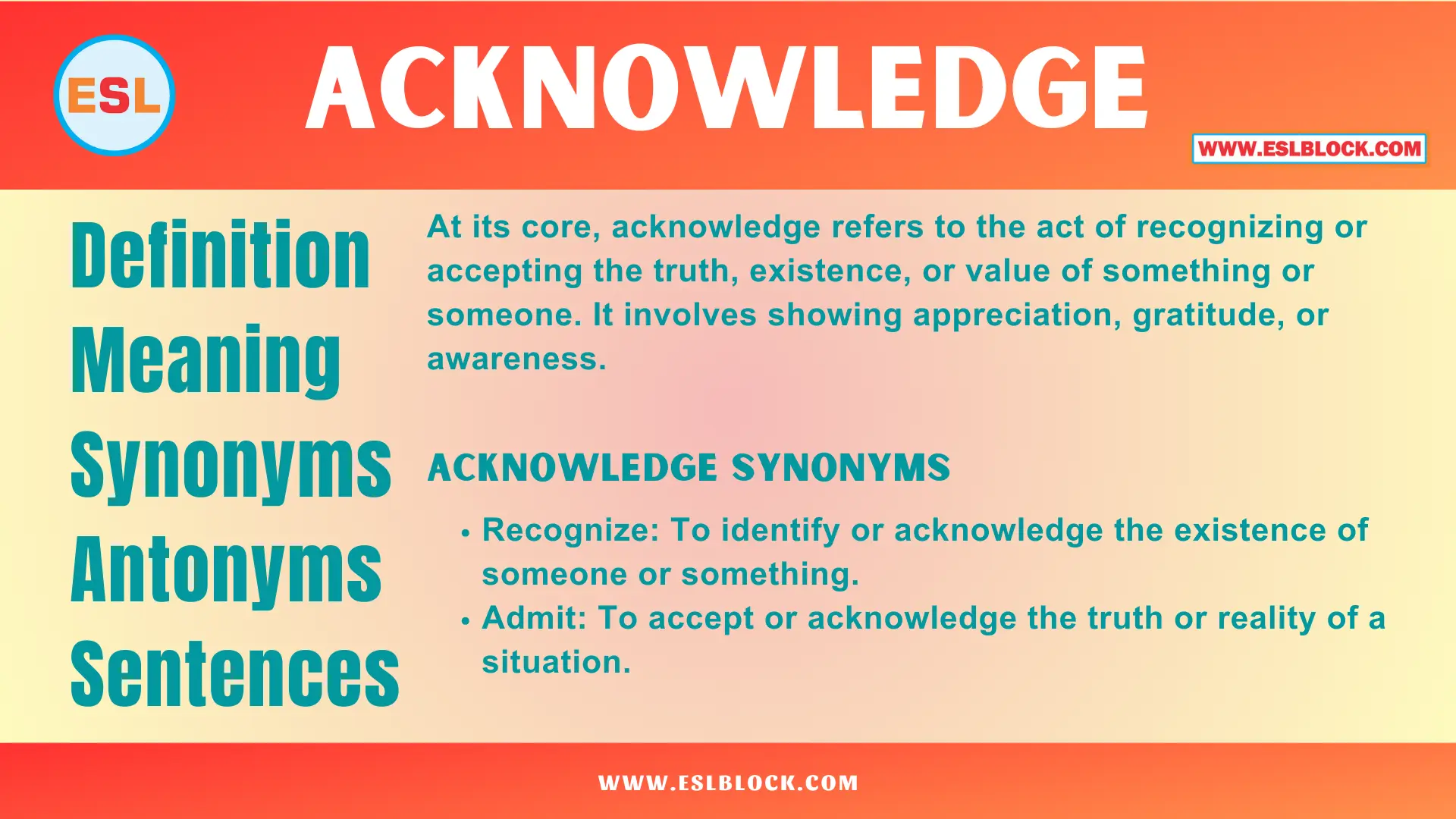 Acknowledge Definition