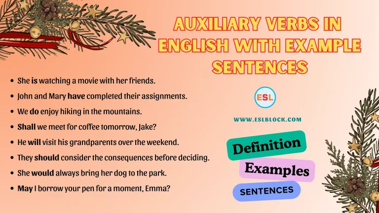 Auxiliary Verbs in English with Example Sentences