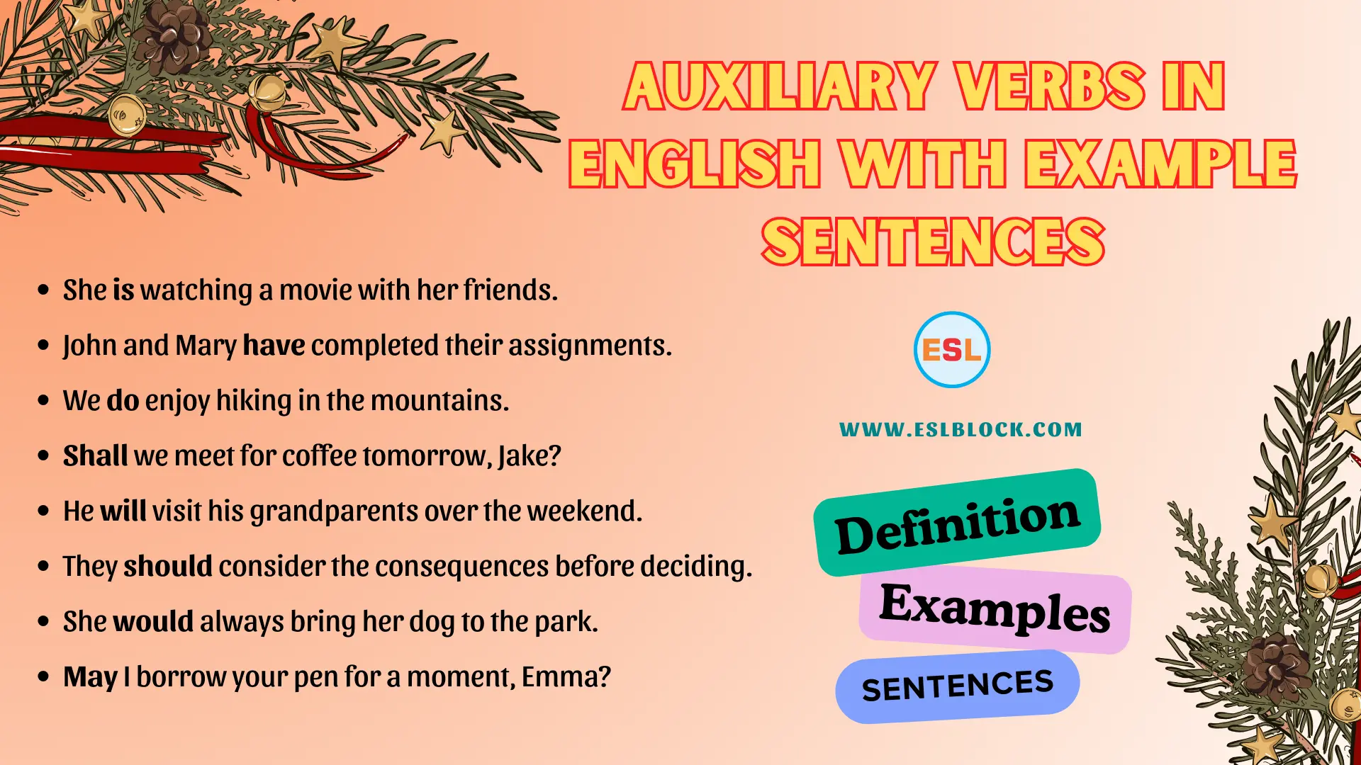 Auxiliary Verbs in English with Example Sentences