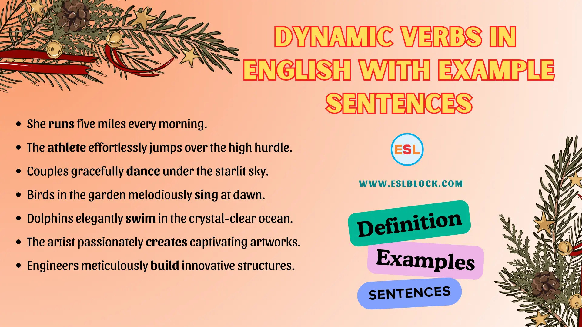 Dynamic Verbs in English with Example Sentences