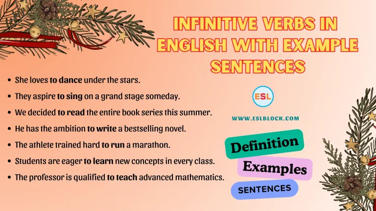 Infinitive Verbs in English with Example Sentences