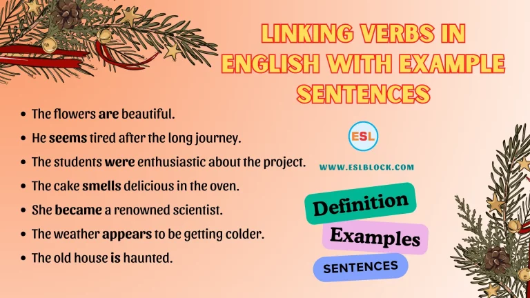 Linking Verbs in English with Example Sentences