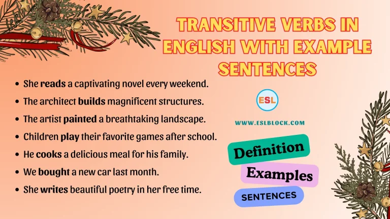 Transitive Verbs in English with Example Sentences