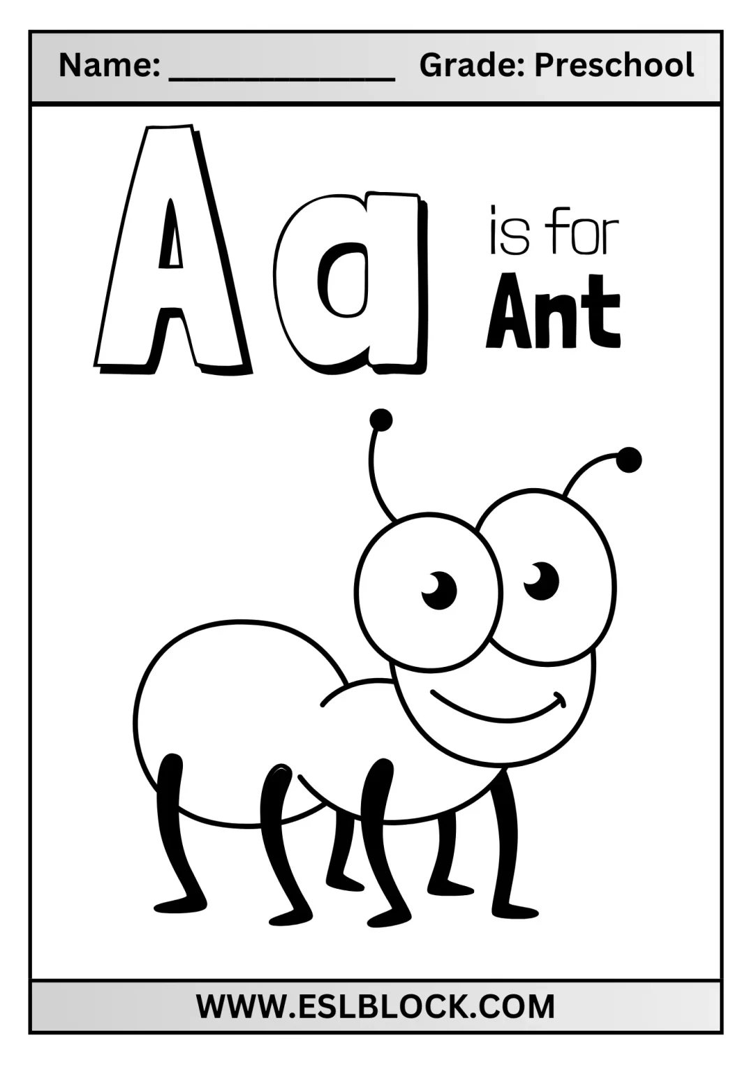 Printable Letter A coloring page Worksheet