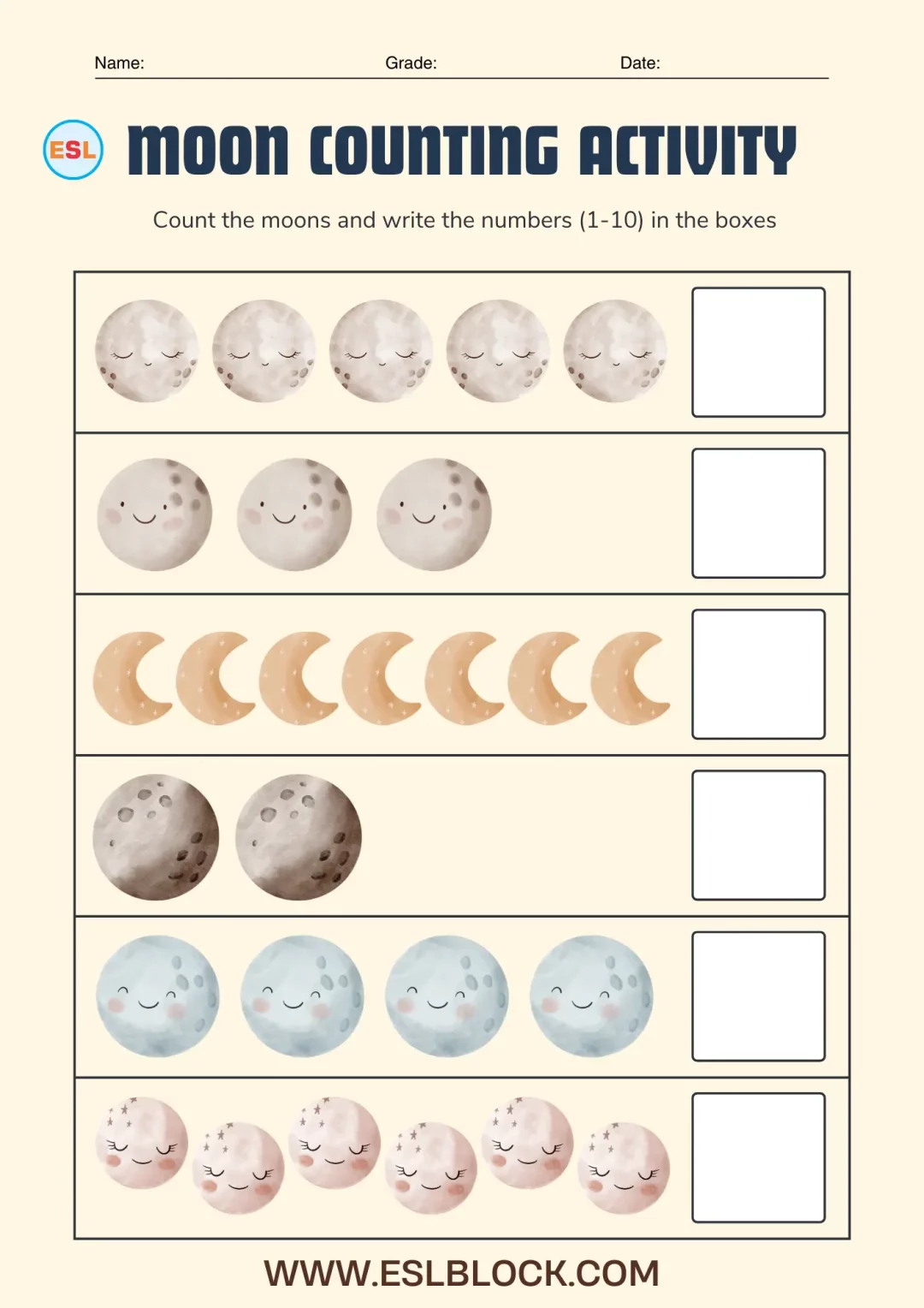 Preschool Earth and Space Science - Math Worksheets 5