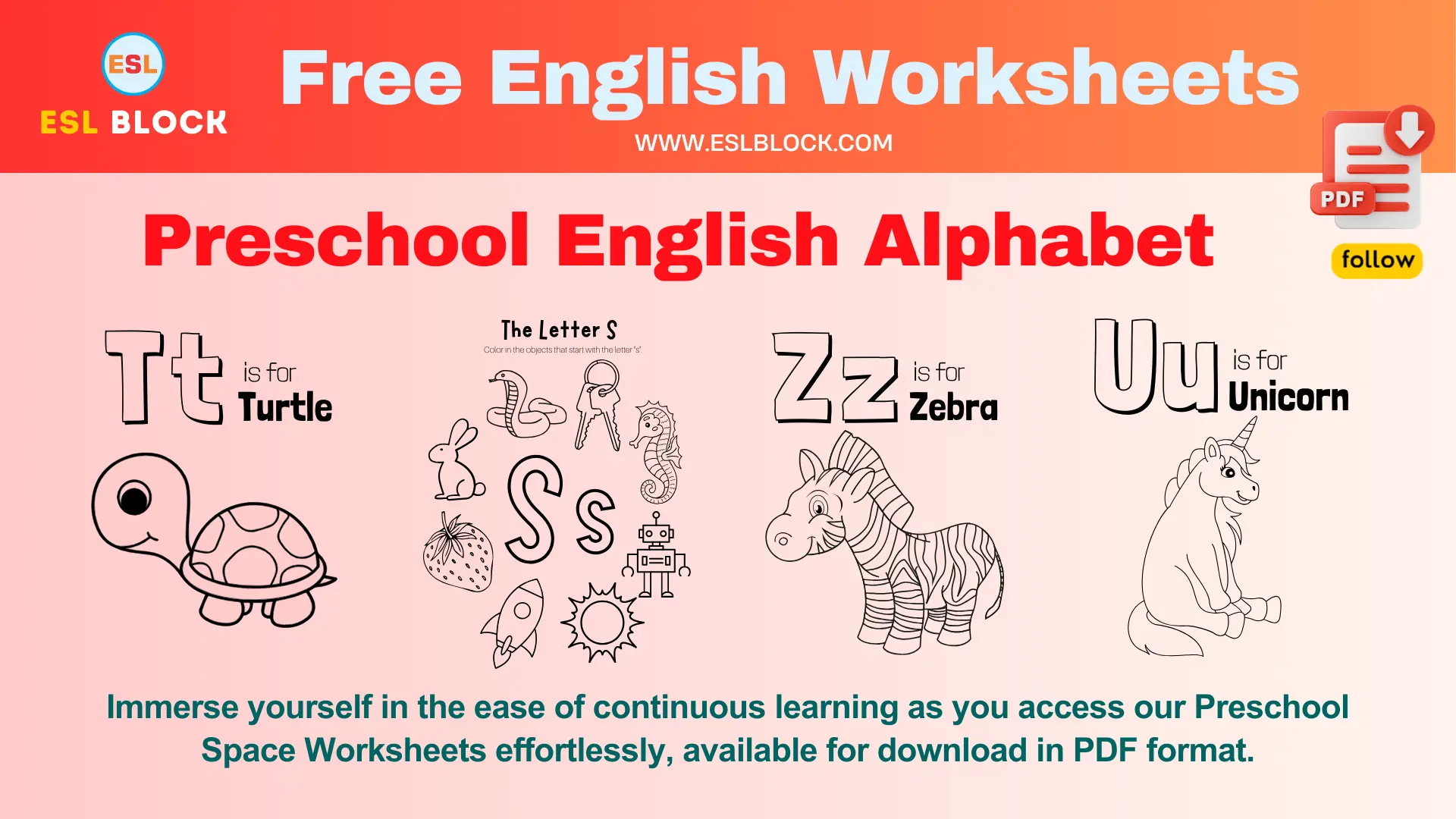 Preschool English Alphabet Worksheets