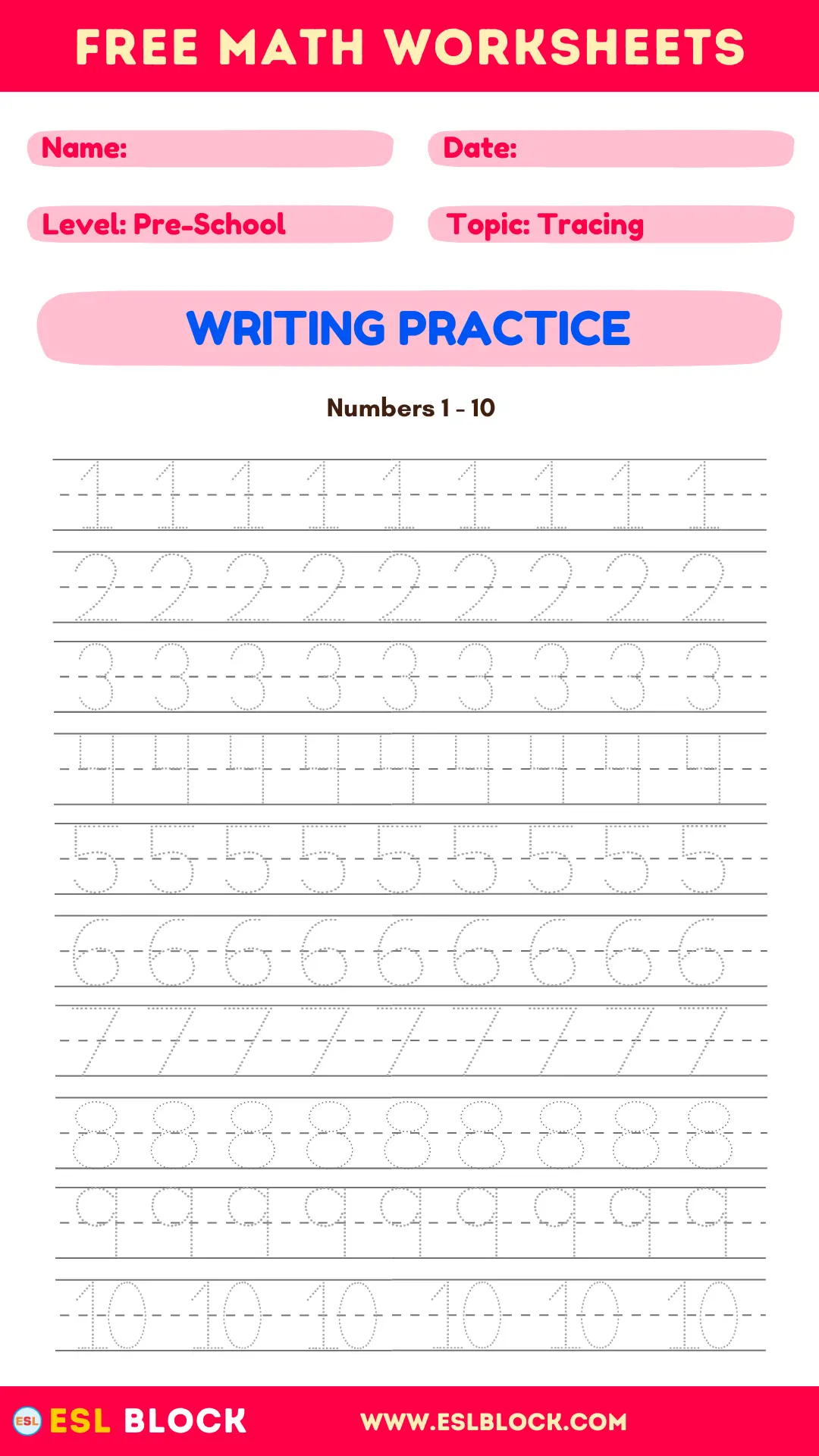 Preschool Writing Worksheets