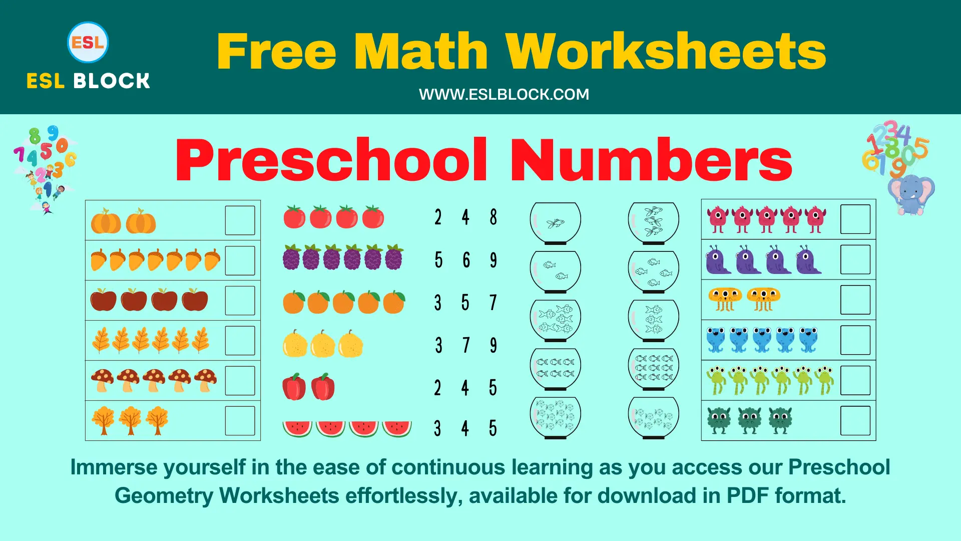 Preschool Numbers Worksheets
