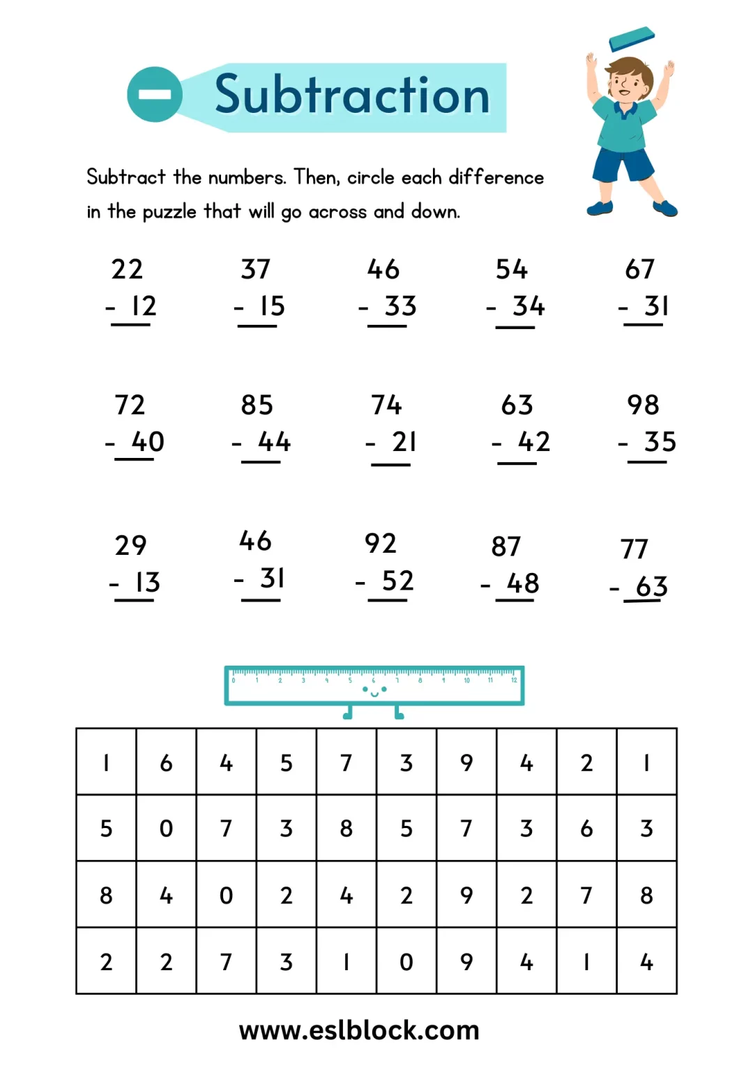 Preschool Subtraction Worksheets